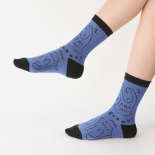 Load image into Gallery viewer, Monolike MONOSOCKS Happy and Lucky, Dark 3P SET - Soft Combed Yarn, Breathable & Durable Daily Footwear, Multipack