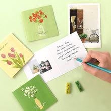 Load image into Gallery viewer, Monolike PAPER THINGS S, Olivia's Flowers 8P A SET - Greeting card, Folding card, Cards Assortment, Birthday, Thinking of You, 8 cards + 8envelopes, 100x100mm