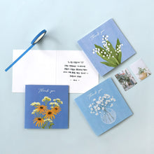 Load image into Gallery viewer, Monolike PAPER THINGS S, Olivia's Flowers 8P A SET - Greeting card, Folding card, Cards Assortment, Birthday, Thinking of You, 8 cards + 8envelopes, 100x100mm