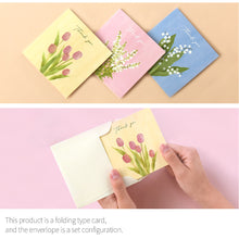 Load image into Gallery viewer, Monolike PAPER THINGS S, Olivia's Flowers 8P A SET - Greeting card, Folding card, Cards Assortment, Birthday, Thinking of You, 8 cards + 8envelopes, 100x100mm