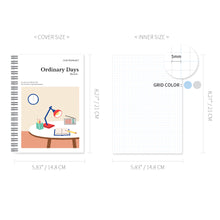 Load image into Gallery viewer, Monolike Ordinary days Grid Spiral Notebook, Study room - Hardcover 5.83 x 8.27inch 128 Page