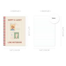 Load image into Gallery viewer, Monolike Happy and Lucky A5 Line Spiral Notebook, Post - Hardcover 5.83 x 8.27inch 128 Page
