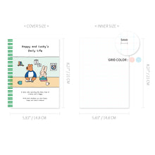 Load image into Gallery viewer, Monolike Happy and Lucky Grid Spiral Notebook, Study time - Hardcover 5.83 x 8.27inch 128 Page