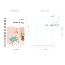 Load image into Gallery viewer, Monolike Ordinary days Grid Spiral Notebook, Living room - Hardcover 5.83 x 8.27inch 128 Page