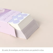 Load image into Gallery viewer, Monolike Day-by-day Card, Feeling violet - Mix 36 Mini Postcards, 36 envelopes, 36 stickers Package