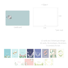 Load image into Gallery viewer, Monolike Day-by-day Card, Thank you-Blossom - Mix 36 Mini Postcards, 36 envelopes, 36 stickers Package