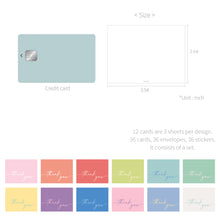 Load image into Gallery viewer, Monolike Day-by-day Card, Thank you-Candy pop - Mix 36 Mini Postcards, 36 envelopes, 36 stickers Package