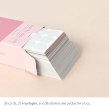 Load image into Gallery viewer, Monolike Day-by-day Card, Thank you - Mix 36 Mini Postcards, 36 envelopes, 36 stickers Package