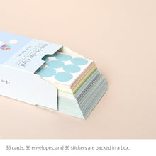 Load image into Gallery viewer, Monolike Day-by-day Card, Gureum's Daily Life ver.1 - Mix 36 Mini Postcards, 36 envelopes, 36 stickers Package
