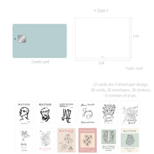 Load image into Gallery viewer, Monolike Day-by-day Card, Henri Matisse Drawing - Mix 36 Mini Postcards, 36 envelopes, 36 stickers Package