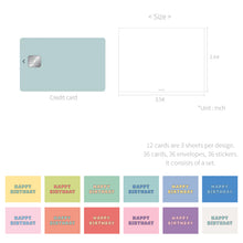 Load image into Gallery viewer, Monolike Day-by-day Card, Happy birthday-Candy pop - Mix 36 Mini Postcards, 36 envelopes, 36 stickers Package
