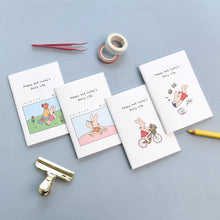 Load image into Gallery viewer, Monolike Happy and Lucky mini notebook 4p SET _Character, Mini note, Pocket note, Blank note, Pocket size, a portable note, 48pages