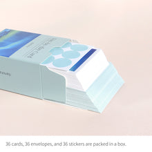 Load image into Gallery viewer, Monolike Day-by-day Card, Aurora - Mix 36 Mini Postcards, 36 envelopes, 36 stickers Package