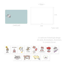 Load image into Gallery viewer, Monolike Day-by-day Card, Happy birthday for you - Mix 36 Mini Postcards, 36 envelopes, 36 stickers Package