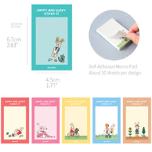Load image into Gallery viewer, Monolike Happy and Lucky Sticky-it - 6p Set Self-Adhesive Memo Pad 50 Sheets