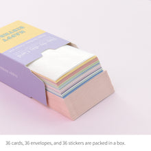 Load image into Gallery viewer, Monolike Day-by-day Card, Happy birthday-Candy pop - Mix 36 Mini Postcards, 36 envelopes, 36 stickers Package