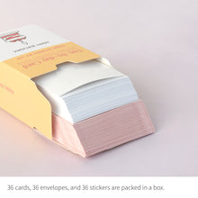 Load image into Gallery viewer, Monolike Day-by-day Card, Happy birthday for you - Mix 36 Mini Postcards, 36 envelopes, 36 stickers Package