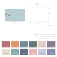 Load image into Gallery viewer, Monolike Day-by-day Card, Thank you - Mix 36 Mini Postcards, 36 envelopes, 36 stickers Package