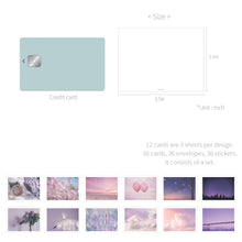 Load image into Gallery viewer, Monolike Day-by-day Card, Feeling violet - Mix 36 Mini Postcards, 36 envelopes, 36 stickers Package