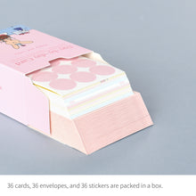 Load image into Gallery viewer, Monolike Day-by-day Card, Happy and Lucky - Mix 36 Mini Postcards, 36 envelopes, 36 stickers Package