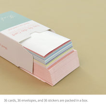 Load image into Gallery viewer, Monolike Day-by-day Card, Thank you-Candy pop - Mix 36 Mini Postcards, 36 envelopes, 36 stickers Package