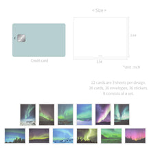 Load image into Gallery viewer, Monolike Day-by-day Card, Aurora - Mix 36 Mini Postcards, 36 envelopes, 36 stickers Package