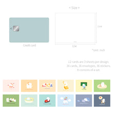 Load image into Gallery viewer, Monolike Day-by-day Card, Gureum's Daily Life ver.1 - Mix 36 Mini Postcards, 36 envelopes, 36 stickers Package