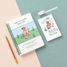 Load image into Gallery viewer, Monolike Happy and Lucky Grid Spiral Notebook, Green park - Hardcover 5.83 x 8.27inch 128 Page