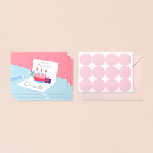 Load image into Gallery viewer, Monolike Day-by-day Card, Birthday party - Mix 36 Mini Postcards, 36 envelopes, 36 stickers Package