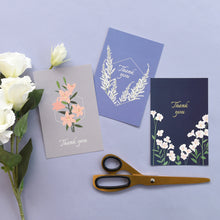 Load image into Gallery viewer, Monolike Thank you, Blossom Single card - mix 12 pack, greeting card, 3.9x5.8"