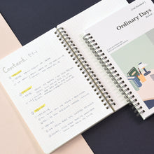 Load image into Gallery viewer, Monolike Ordinary days Grid Spiral Notebook, Office - Hardcover 5.83 x 8.27inch 128 Page