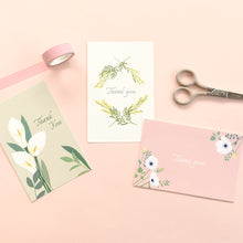 Load image into Gallery viewer, Monolike Thank you, Blossom Single card - mix 12 pack, greeting card, 3.9x5.8"