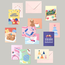 Load image into Gallery viewer, Monolike Day-by-day Card, Birthday party - Mix 36 Mini Postcards, 36 envelopes, 36 stickers Package