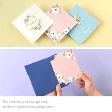 Load image into Gallery viewer, Monolike PAPER THINGS L , Thank you Blossom 6P A SET - Greeting card, Folding card, Cards Assortment, Birthday, Thinking of You, 6 cards + 6envelopes, 135x135mm