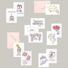 Load image into Gallery viewer, Monolike Day-by-day Card, Happy birthday for you - Mix 36 Mini Postcards, 36 envelopes, 36 stickers Package