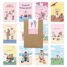 Load image into Gallery viewer, Monolike Happy and Lucky, Good days Single card - mix 12 pack, lovely 12 Single greeting card, 3.9x5.8"