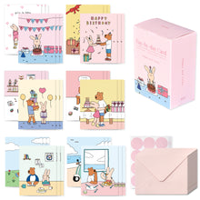 Load image into Gallery viewer, Monolike Day-by-day Card, Happy and Lucky - Mix 36 Mini Postcards, 36 envelopes, 36 stickers Package