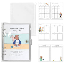 Load image into Gallery viewer, Monolike A5 Happy and Lucky Diary Set, Together - Academic Planner Weekly & Monthly Planner with PVC Cover, Zipper bag