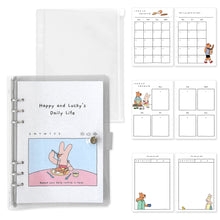 Load image into Gallery viewer, Monolike A5 Happy and Lucky Diary Set, Lunch time - Academic Planner Weekly & Monthly Planner with PVC Cover, Zipper bag