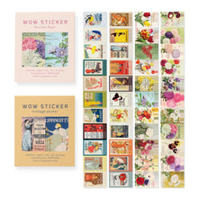 Load image into Gallery viewer, Monolike Wow Sticker Ancien fleur + Vintage poster set - Mini Size Cute Stickers, Square Stickers