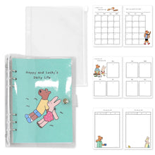 Load image into Gallery viewer, Monolike A5 Happy and Lucky Diary Set, Green park - Academic Planner Weekly & Monthly Planner with PVC Cover, Zipper bag