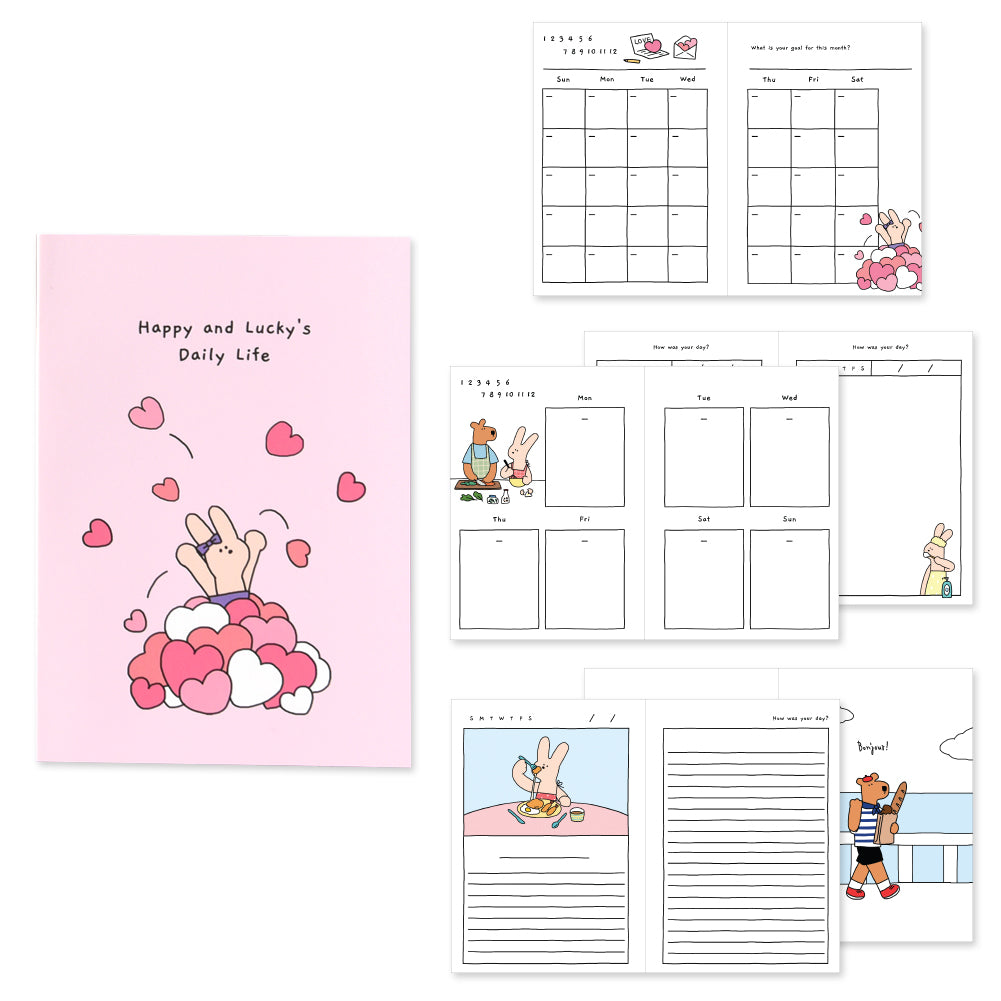 Happy Rocky Dialy！！ Monolike Happy and Lucky Diary 6 Month Planner, Love letter - Academic