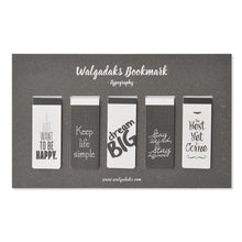Load image into Gallery viewer, Monolike Magnetic Bookmarks Typography, set of 5