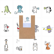 Load image into Gallery viewer, Monolike Buddy ver.2 Postcards - mix 12 pack, unique and cute 12 animal postcards