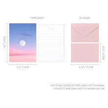 Load image into Gallery viewer, Monolike Photo, Moon Letter Paper and Envelopes Set - 8Type, 32 Letter Paper + 16 Envelopes