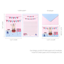 Load image into Gallery viewer, Monolike Happy and Lucky Letter Paper and Envelopes Set - 8Type, 32 Letter Paper + 16 Envelopes