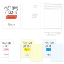 Load image into Gallery viewer, Monolike Must Have Sticky Squared 4p SET Self-Adhesive Memo Pad 80 sheets, Daily Sticky, Diary, Memo