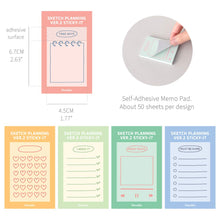 Load image into Gallery viewer, Monolike Sketch Planning Ver.2 Sticky-it - 5p Set Self-Adhesive Memo Pad 50 Sheets
