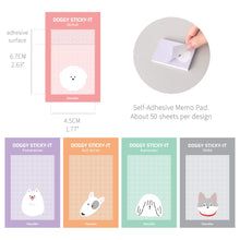 Load image into Gallery viewer, Monolike Doggy Sticky-it - 5p Set Self-Adhesive Memo Pad 50 Sheets
