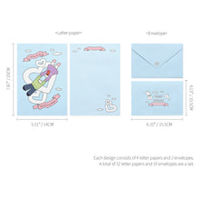 Load image into Gallery viewer, Monolike Olly Molly Letter Paper and Envelopes Set - 8Type, 32 Letter Paper + 16 Envelopes